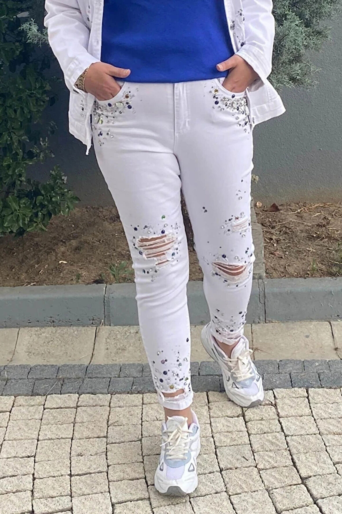 Kadın Beyaz Star Jean Pantolon