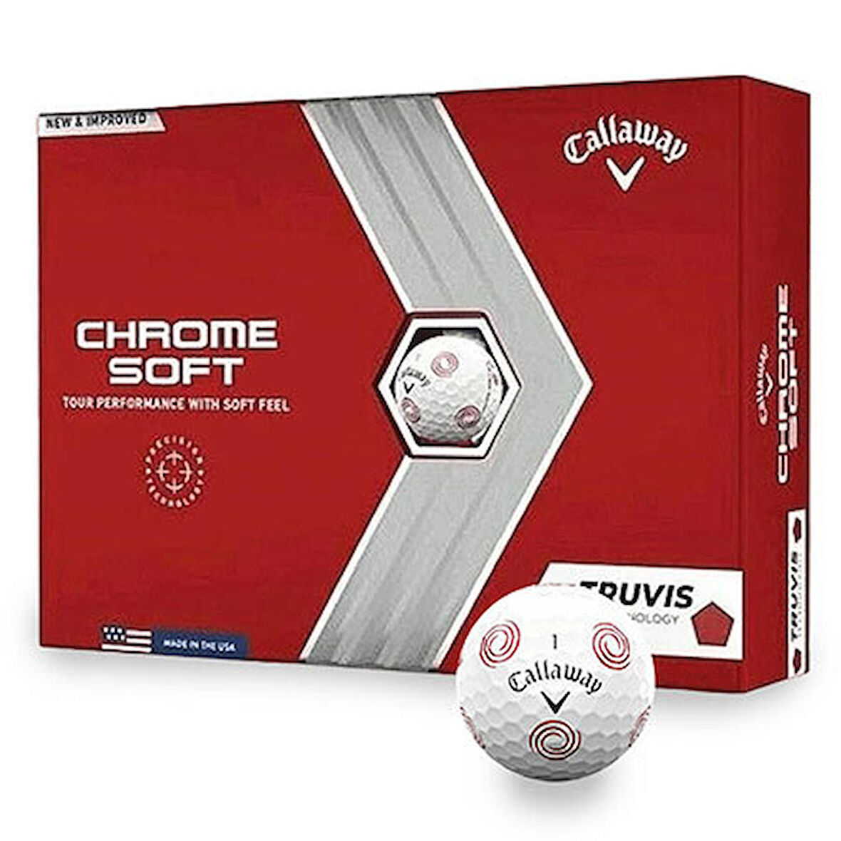 Callaway BL Chrome Soft 22 TRVS Odyssey - Üçlü Golf Topu Beyaz Renk Desenli