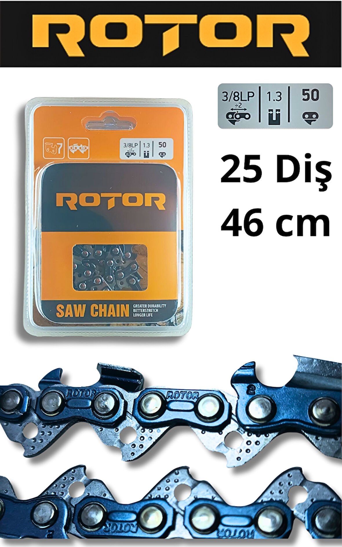 ROTOR 3/8 1.3 T52 25 diş Motorlu Testere Zinciri