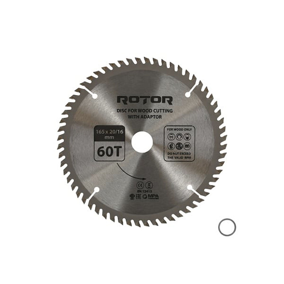 Ahşap kesme diski ROTOR 165*20/16 adaptörlü 60T