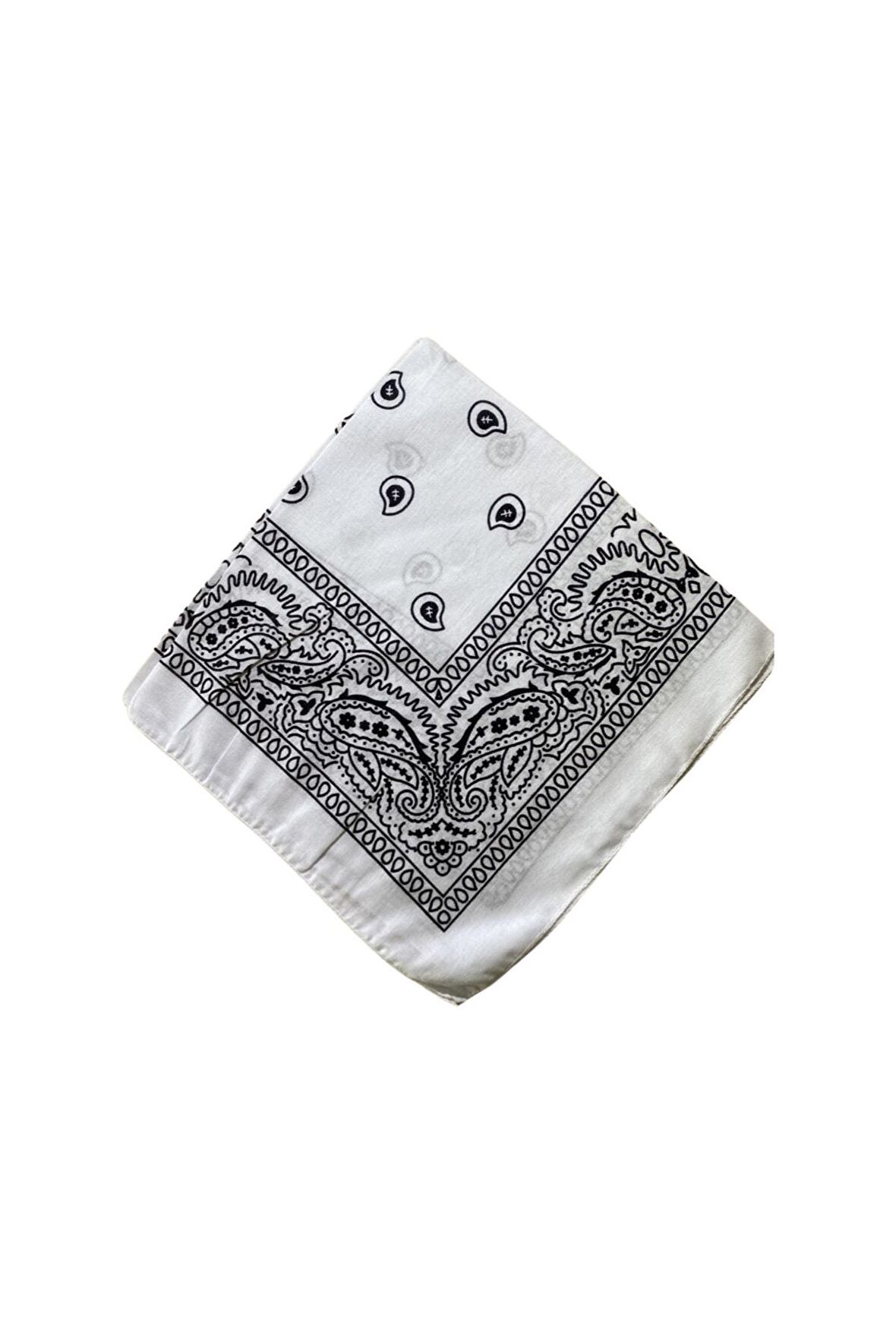 Desenli Beyaz Bandana