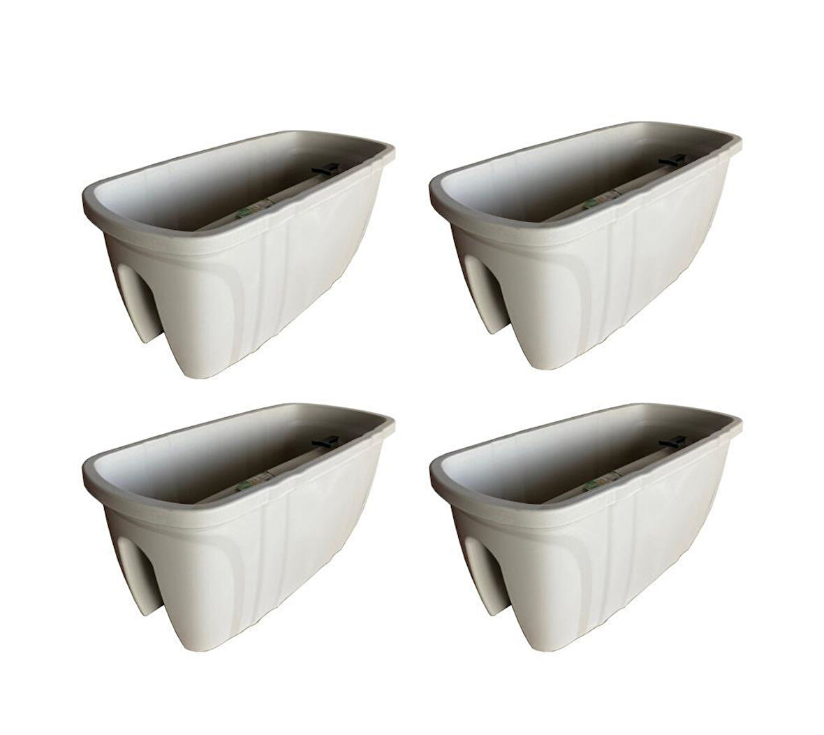 SY-5710 Opal Balkon Küpeşte Saksı 15 Litre Kirli Beyaz 4 Adet