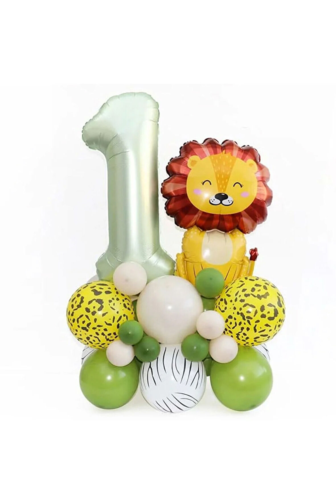 OTURAN ASLAN ADAÇAYI YEŞİLİ RAKAM FOLYOLU YAŞ BALON SET
