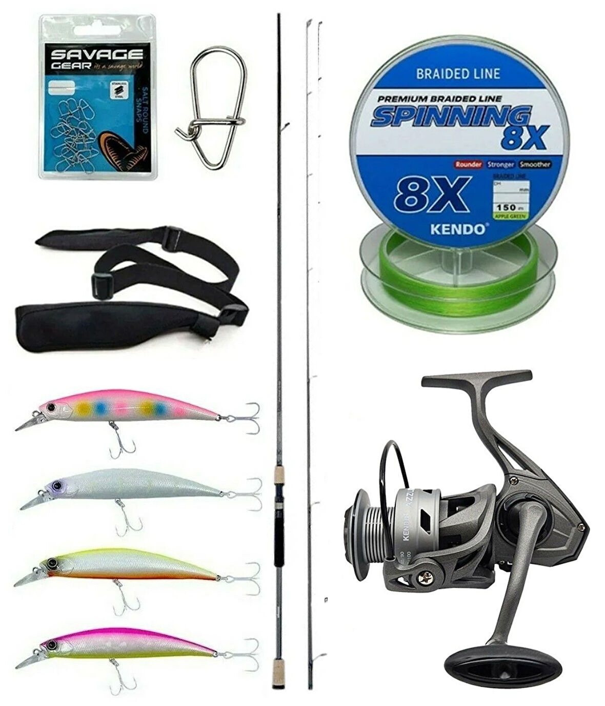 Yek Outdoor Spin Olta Seti Okuma Azaki Spin 274 cm 12-35 gr 2 Parça Spin Kamışı&Kendo Azurro 4000 Olta Makinesi