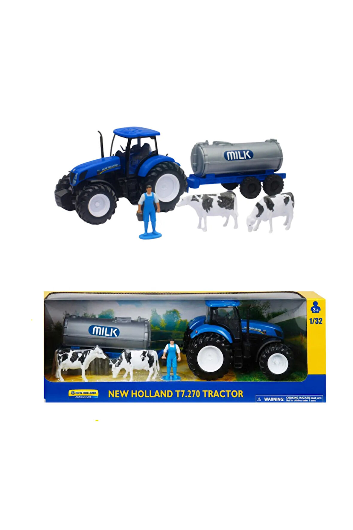 Oyuncak Traktör New Holland T7.270 Traktör Çiftlik Oyun Seti Traktör Süt Tankı Çiftlik Oyuncakları