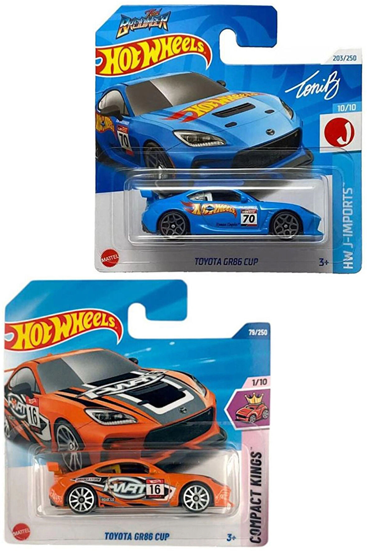 2 Araç Hot Wheels Toyota GR86 Cup Set - Mavi & Turuncu (1/64)