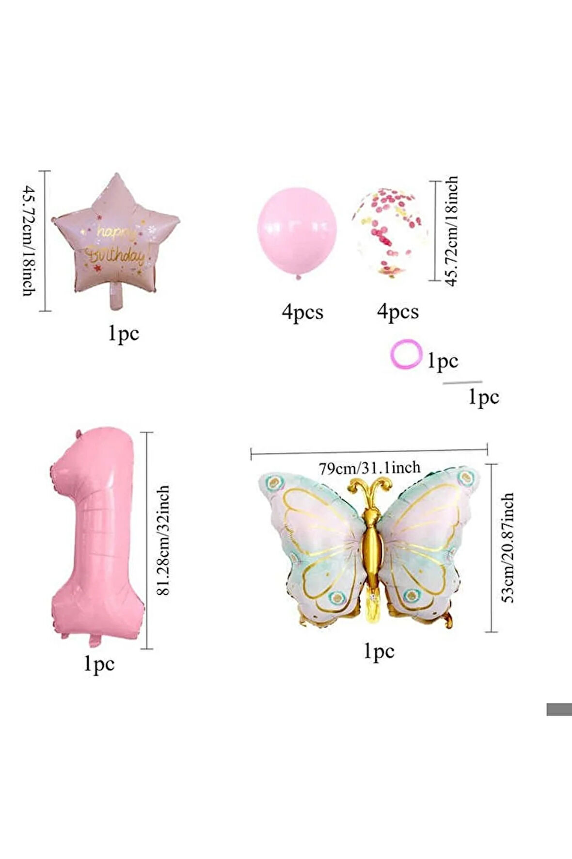 Pembe kelebek doğum günü parti yaş balon set