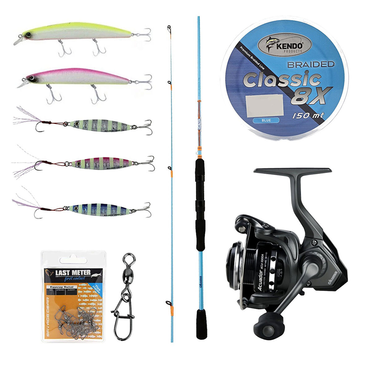 YekOutdoor Okuma Spin Olta Seti Okuma Fuel Spin 2,44 cm 15-40 gr 2 Parça Spin Kamışı&Okuma Acuador ACU-5000A 3+1BB Olta Makinesi
