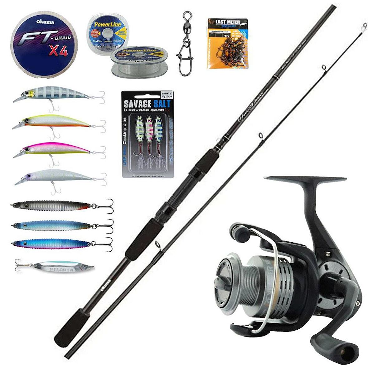 YekOutdoor Spin Oltası Seti Okuma Wave Power 2,74 cm 7-30 gr 2 Parça Spin Kamışı&Okuma Revenger RV-40 FD Olta Makinesi