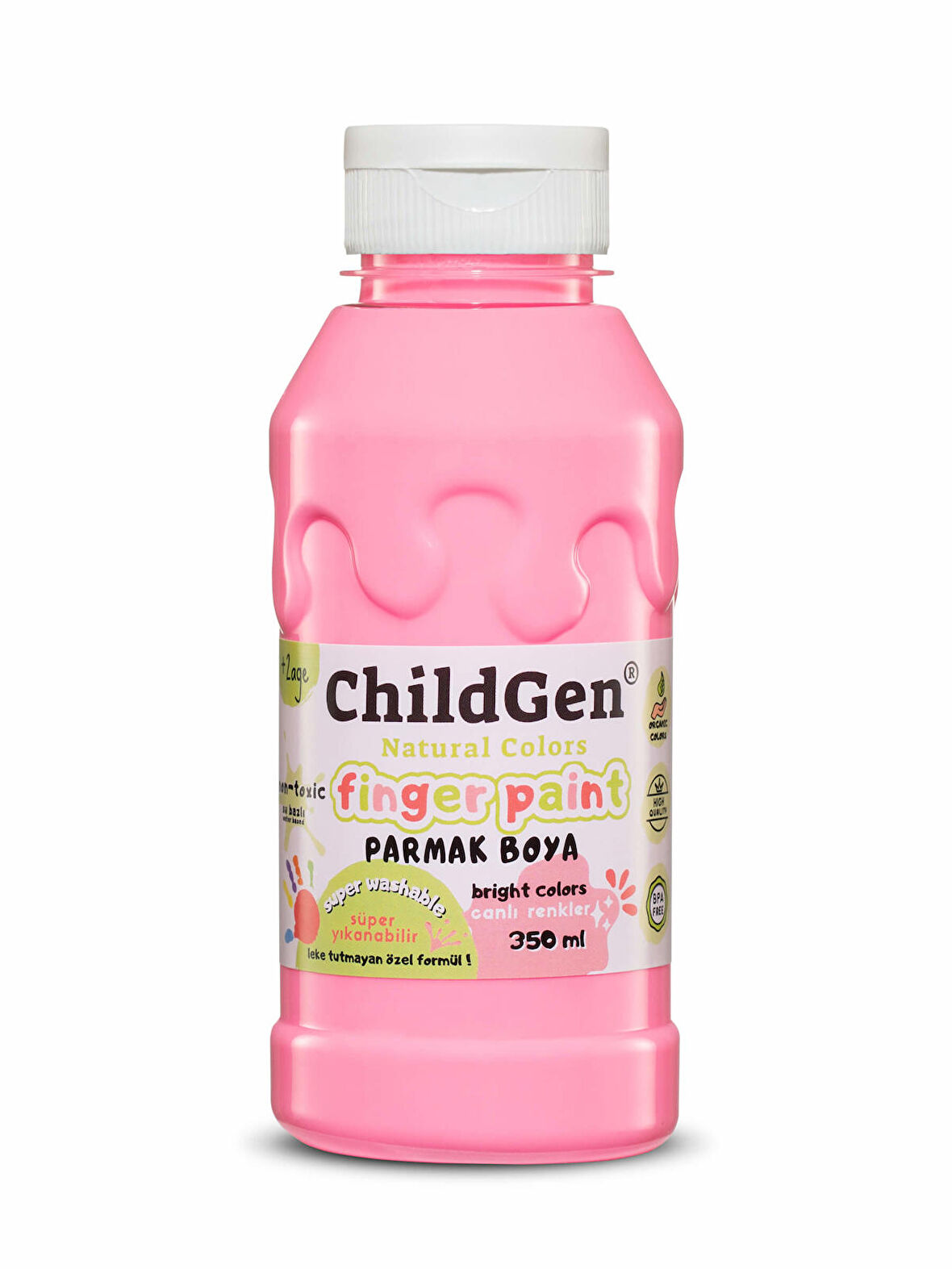 ChildGen Süper Yıkanabilir Parmak Boya 350ml - Pembe