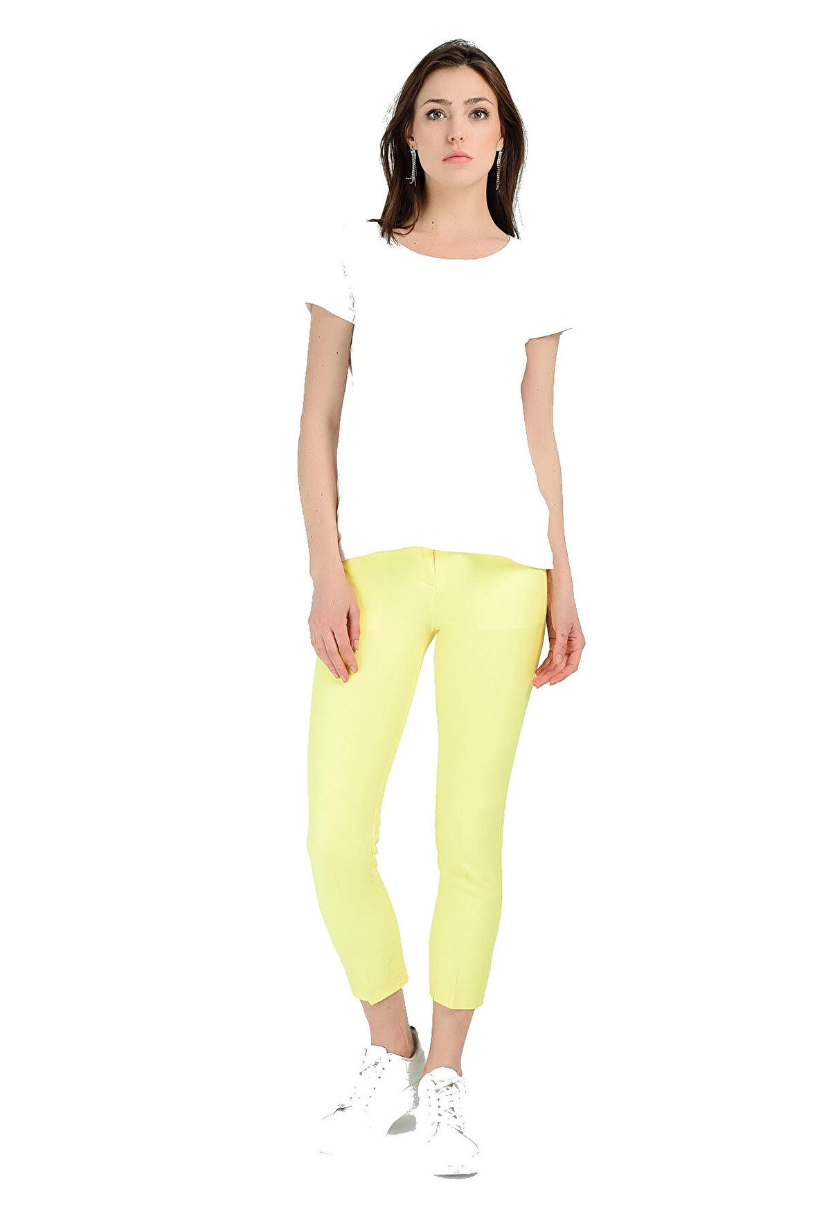 Pantolon - Bilekte Atlas Kumas Pantolon | Pnt19003 Sarı