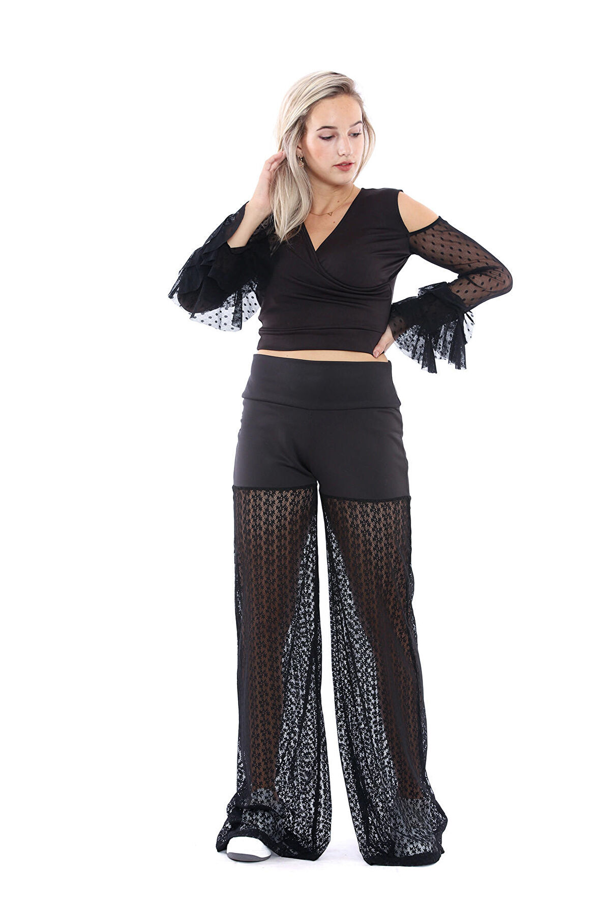 SENSE Bacakları Komple Dantel Pantolon | Pnt31423 Siyah