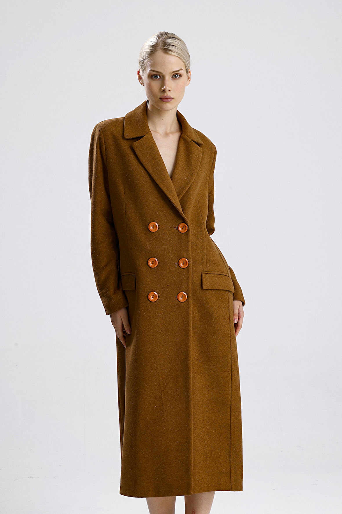 Astarlı Desenli Uzun Kaban | KBN34176 Camel