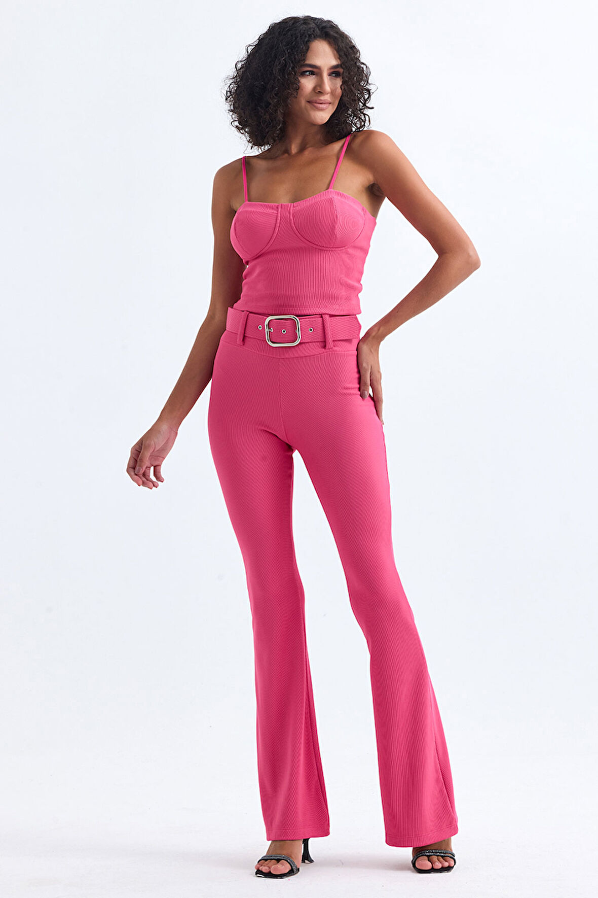 Kemer Detaylı Ottoman Pantolon | Pnt34753 Pembe