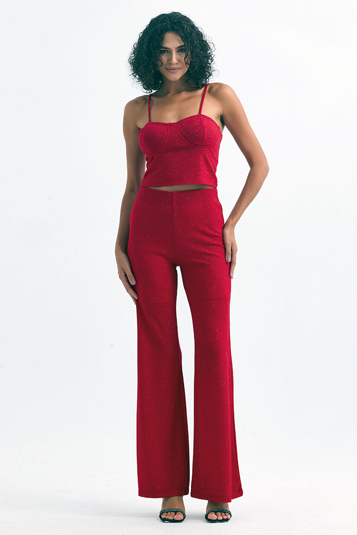 Beli Lastikli Simli Pukuro Abiye Pantolon | Pnt35399 Bordo