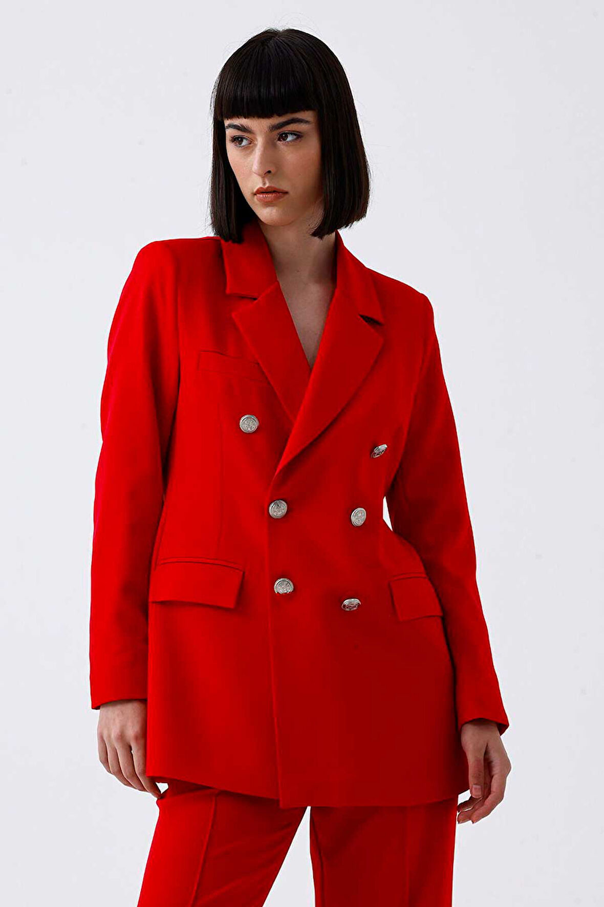 İçi Astarlı  Hürrem Kumaş Oversize Blazer Ceket | Ckt34236 Kırmızı