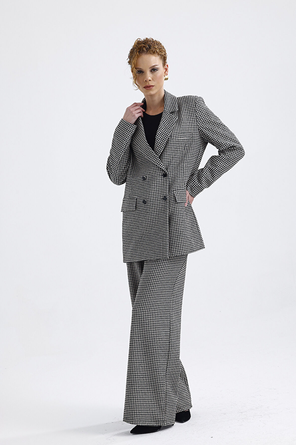 Astarlı Desenli Takım Elbise Ceket Ve Pantolon | CKT36036 Kaz Ayağı Desenli