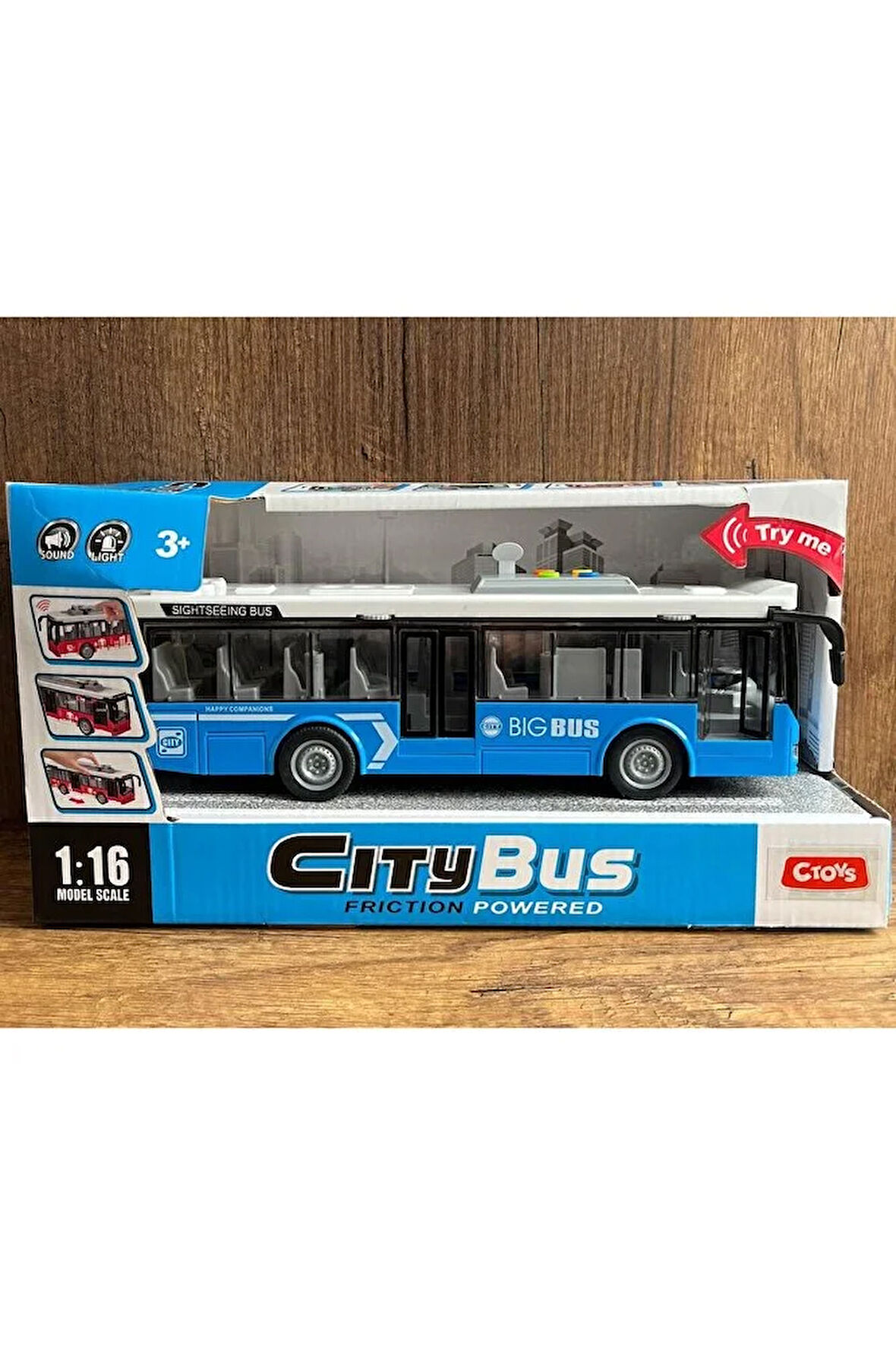 Sesli Işıklı Oyuncak Otobüs Şehir Otobüsü Kırılmaz Büyük Oyuncak Yolcu Otobüsü Kapılar Açılır