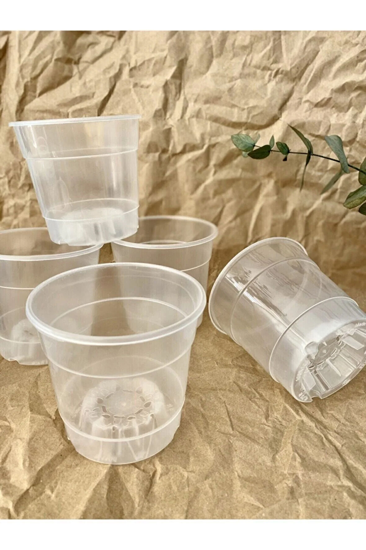 Orkide Üretim Saksısı Şeffaf Orkide Çiçeği Saksı 3 Adet 0,75 Litre Tabaksız Delikli Saksılar