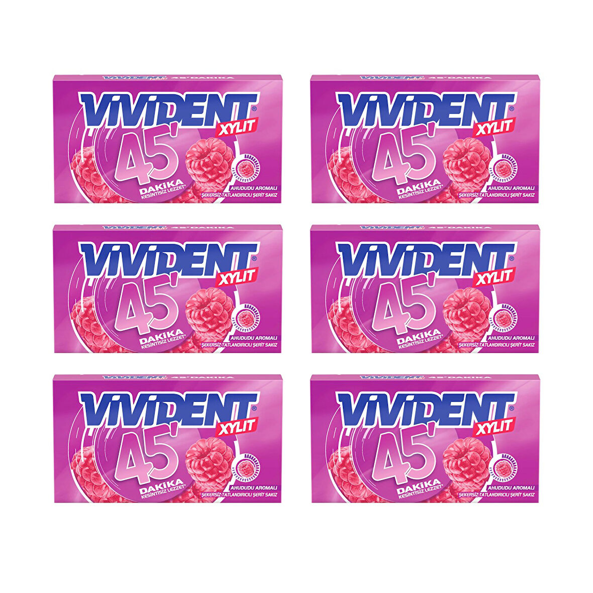 Vivident 45 dk Cüzdan Sakız Ahududu 26 gr x 6 Adet