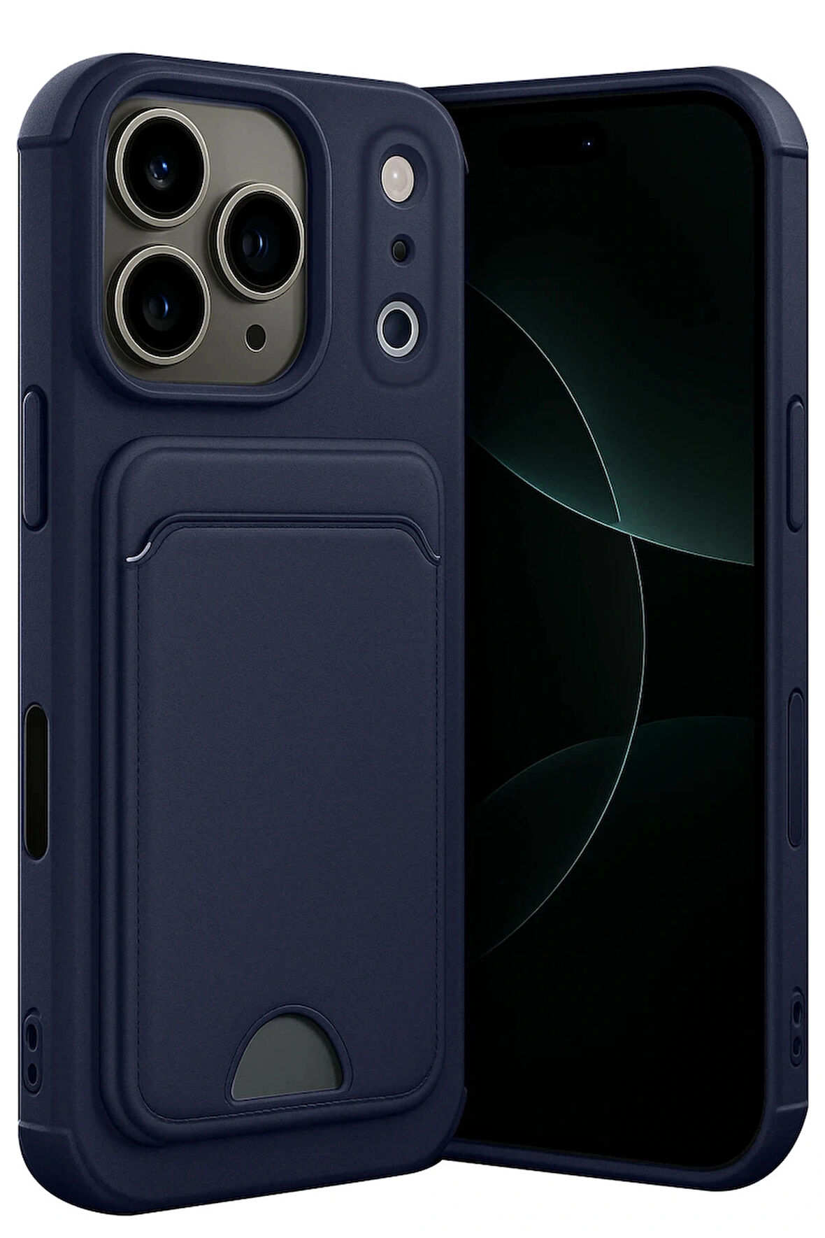 iPhone 17 Pro Max ile Uyumlu Kart Bölmeli Premium Silikon Kılıf – Kelvin Serisi, Arka Kart Yuvalı, Soft Touch Mat Doku, Ultra İnce ve Parmak İzi Tutmaz Tasarım