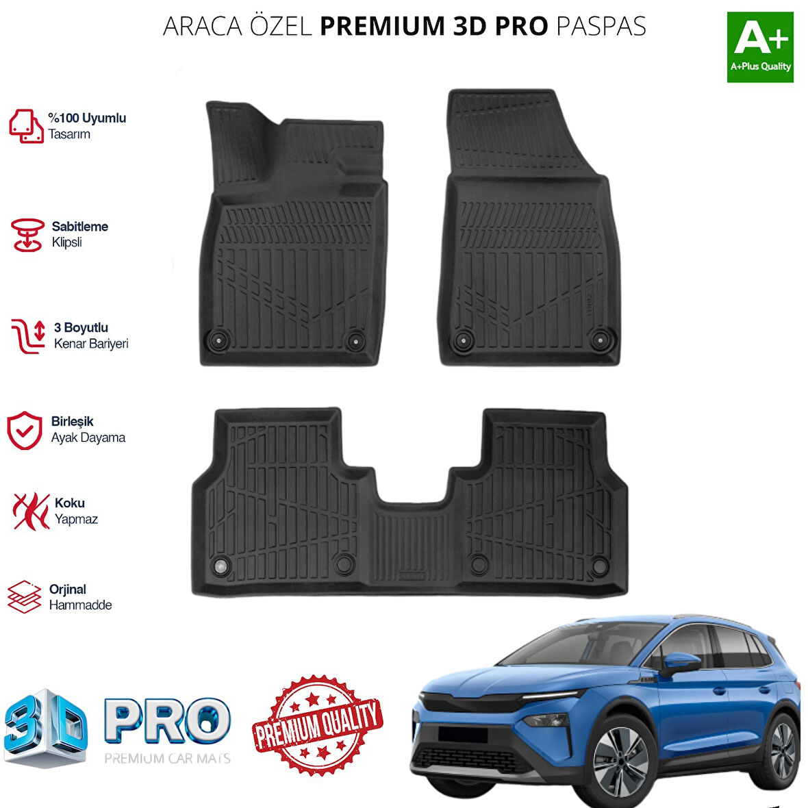 SKODA ELROQ ARACA ÖZEL 3D PASPAS 2024 2025 2026 2027