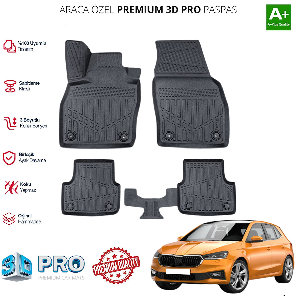 SKODA FABİA ARACA ÖZEL 3D PASPAS 2022 2023 2024 2025