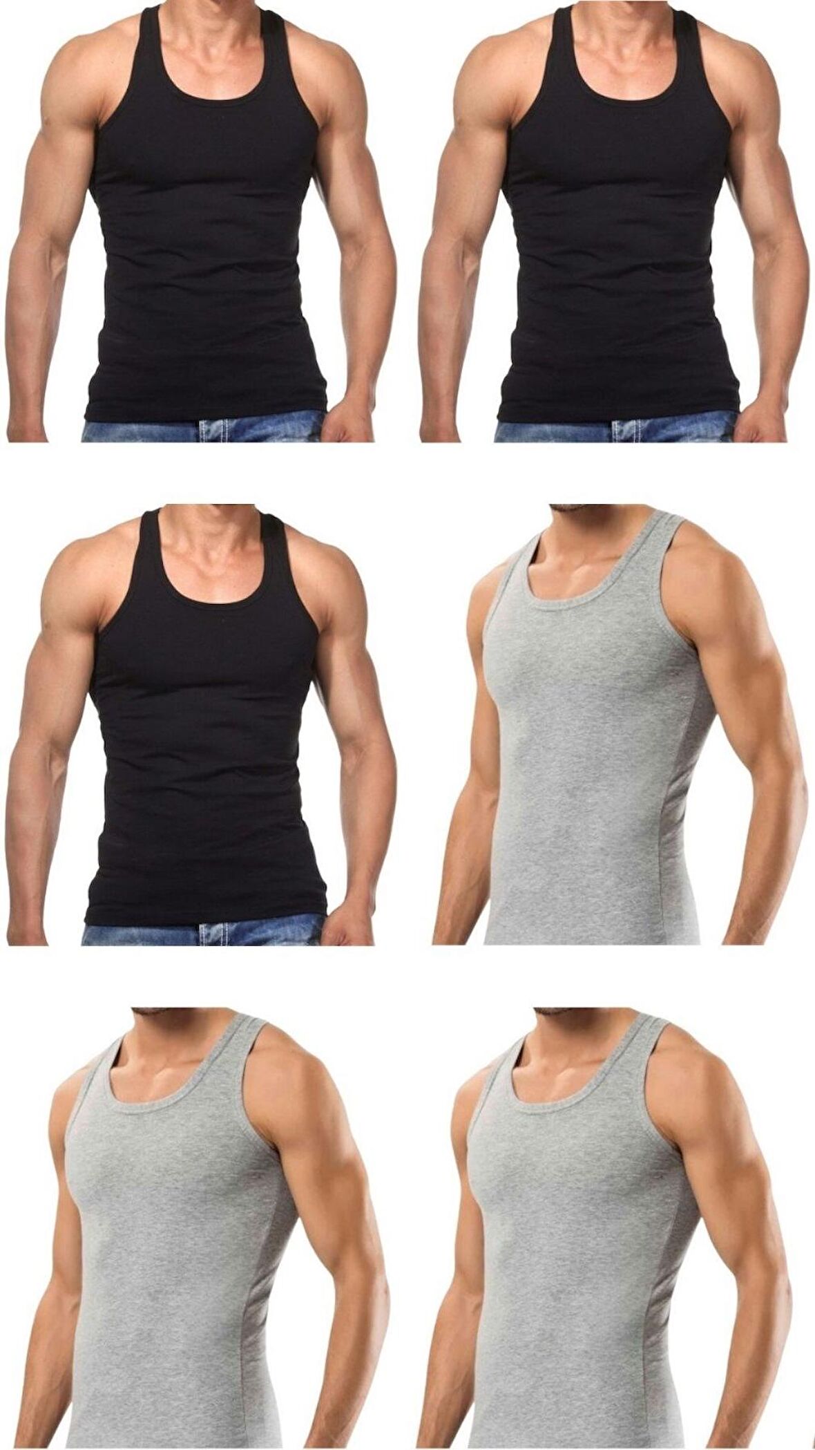 6 Adet Erkek Slim Fit Dar Kalıp Likralı Penye Sporcu Atleti(Rambo Atleti)