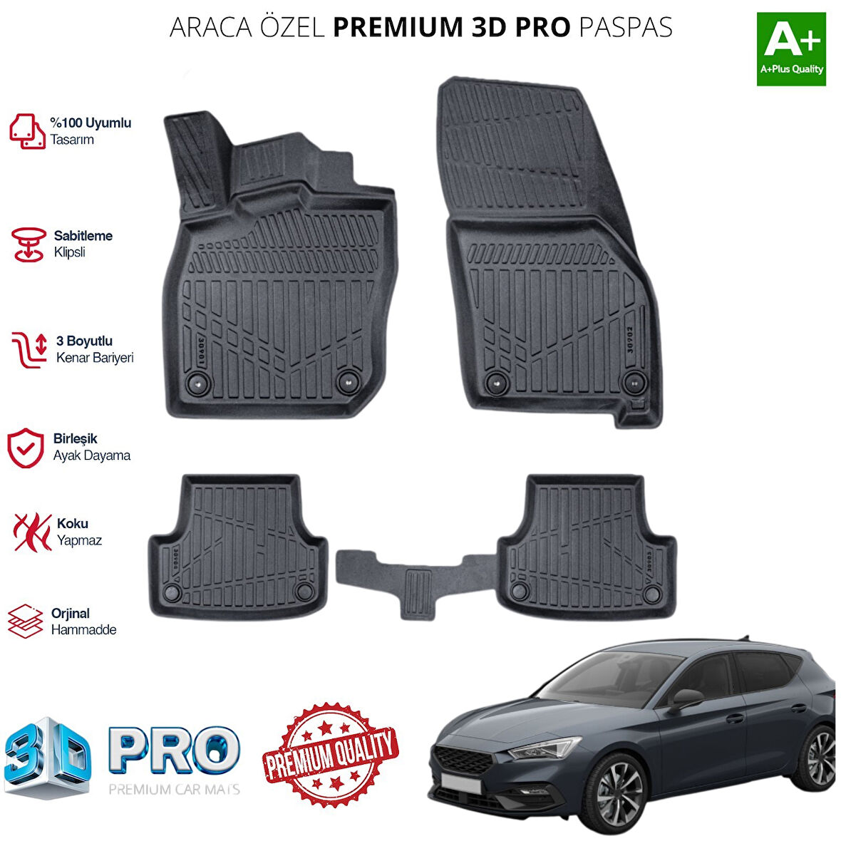 SEAT LEON ARACA ÖZEL 3D PASPAS 2021 2022 2023 2024 