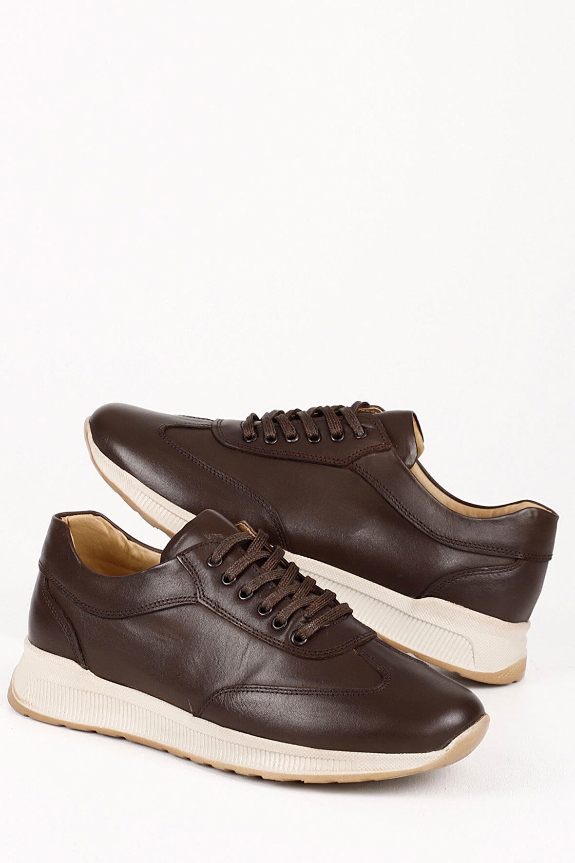 KAHVE ANTİK Gön Hakiki Deri Yuvarlak Burun Bağcıklı Günlük Erkek Sneaker 01933