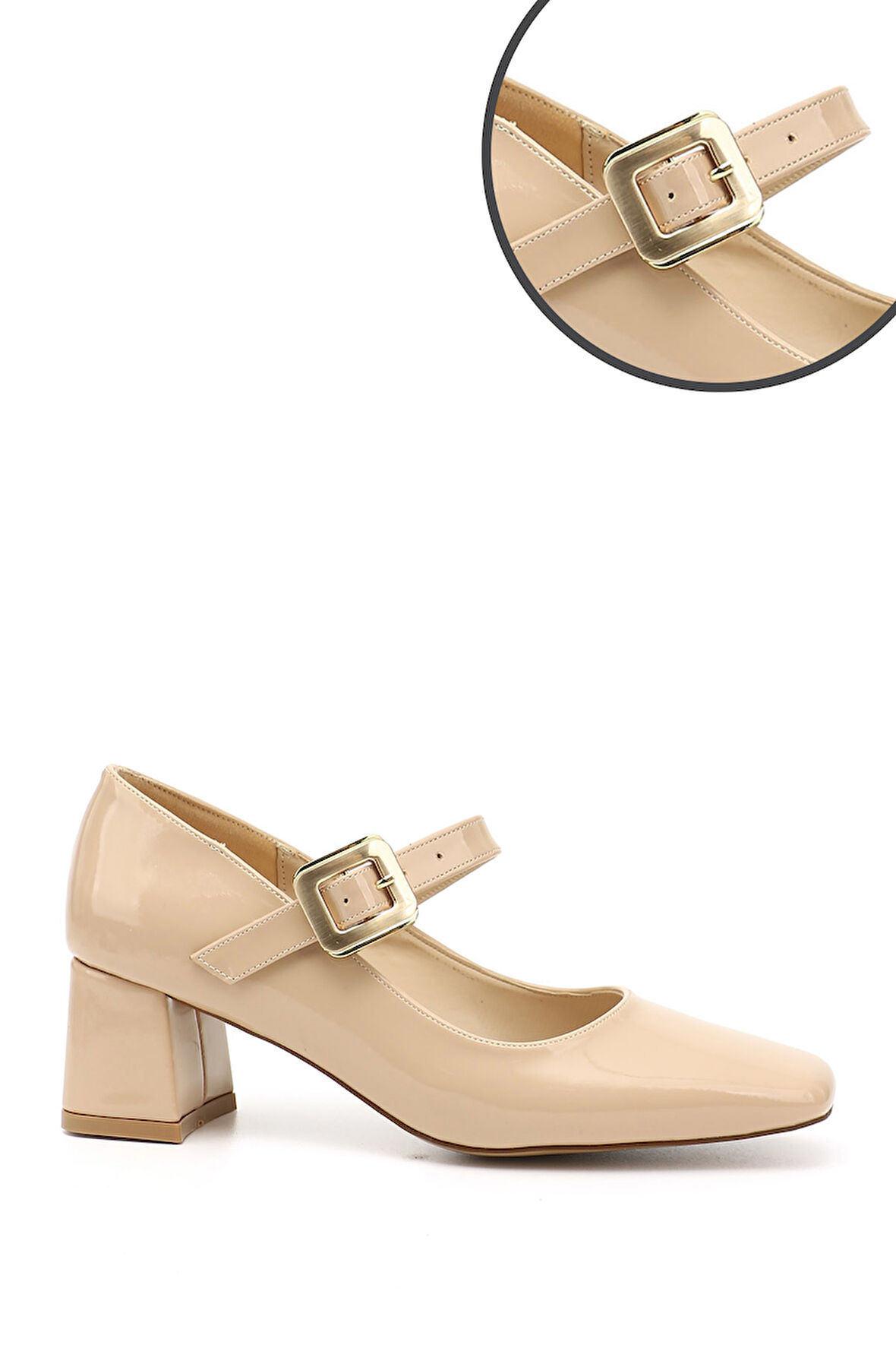 Ten Rugan Küt Burun Kare Ökçe Mary Jane Ayakkabı