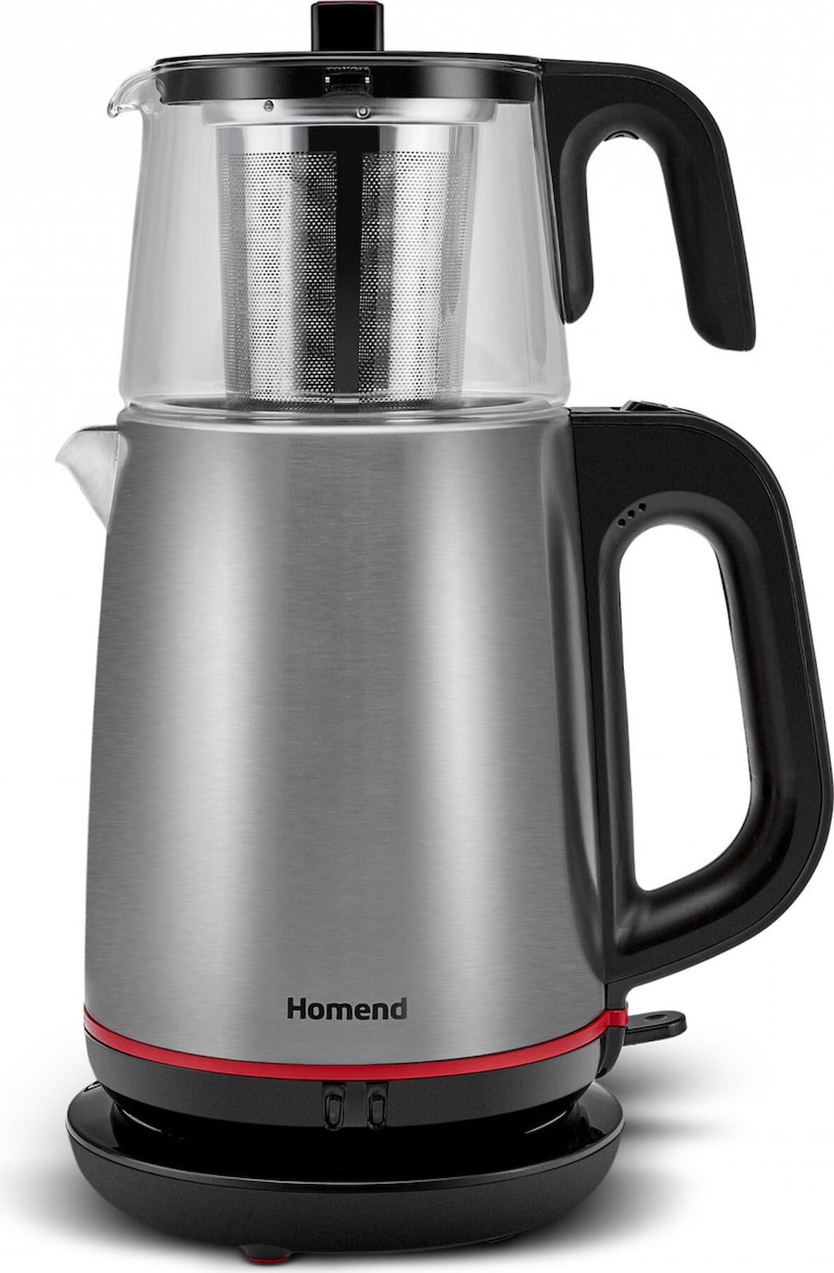 Homend Royaltea 1750H Cam Demlikli Inox Siyah Çay Makinesi
