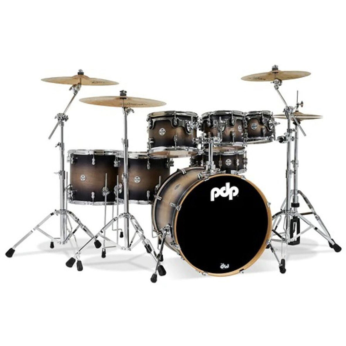 PDP Drums Concept Maple 7 Parça 18\" Akustik Davul (Satin Charcoal Burst)