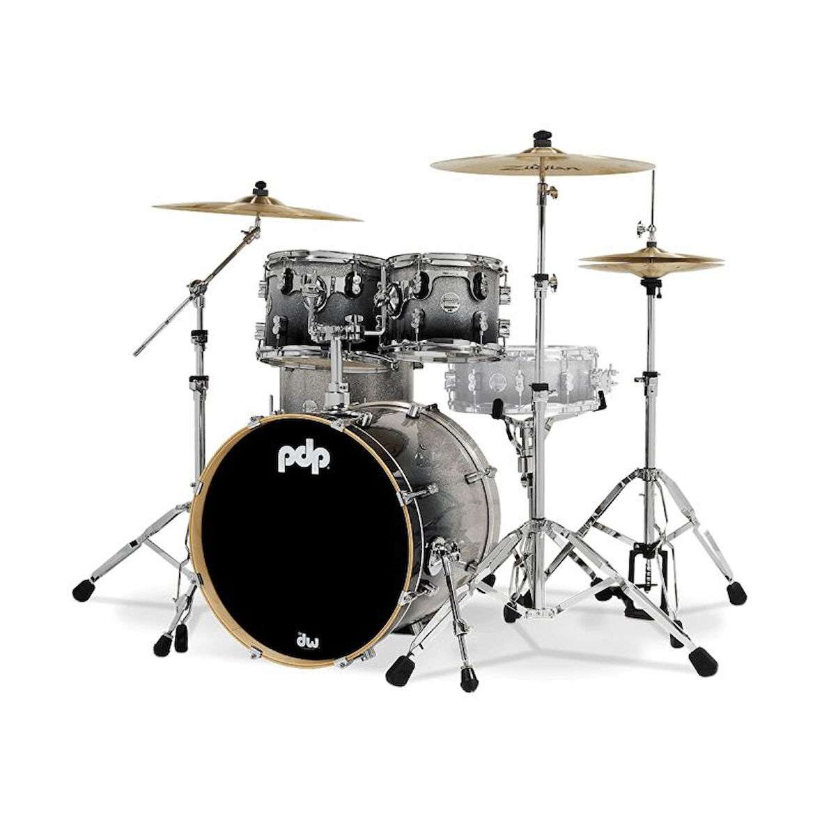 PDP Drums Concept Series 20\" 4 Parça Akustik Davul Seti (Silver to Black Fade)