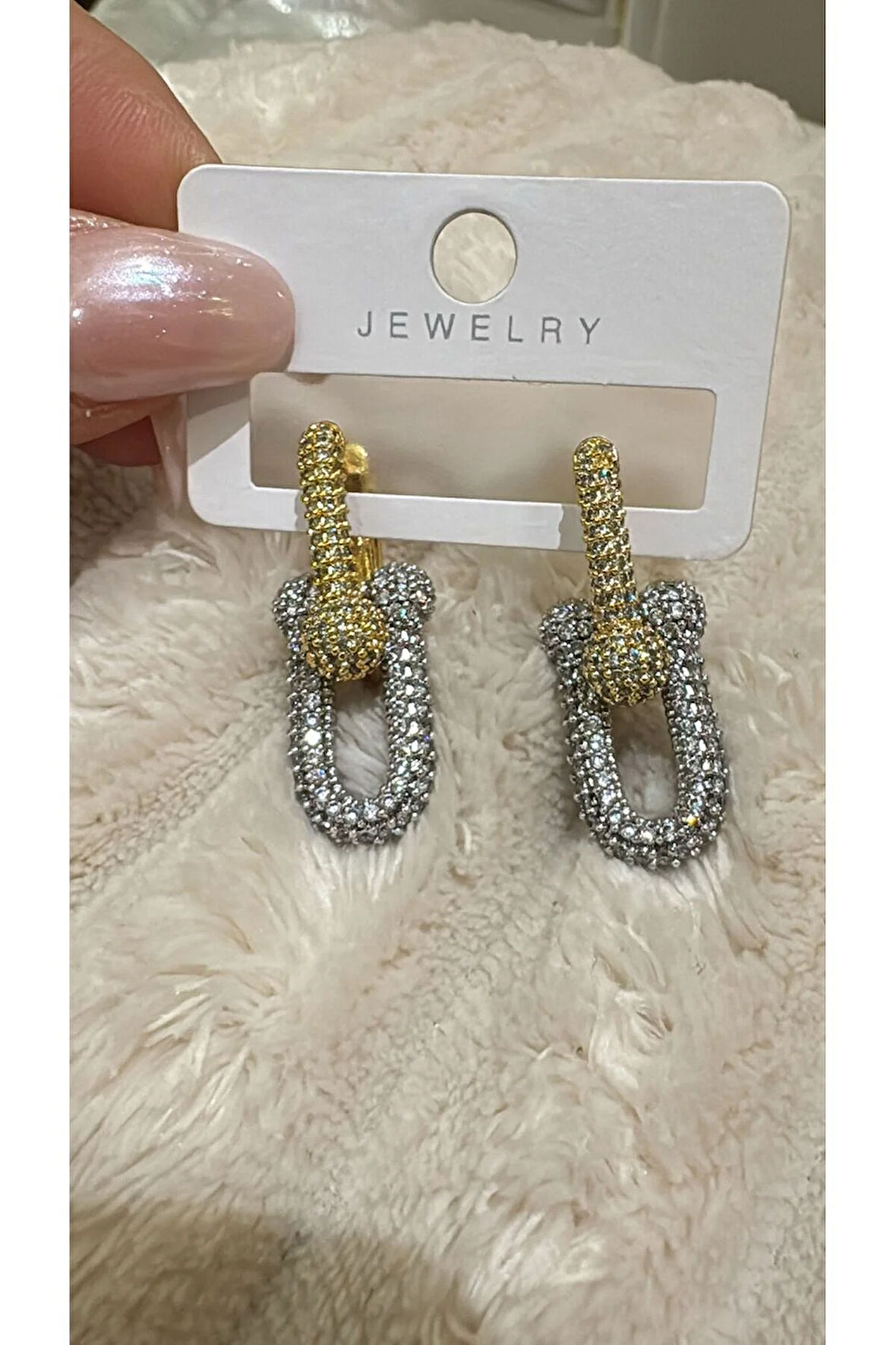 Çift Renk Tasarım Ataç Küpe