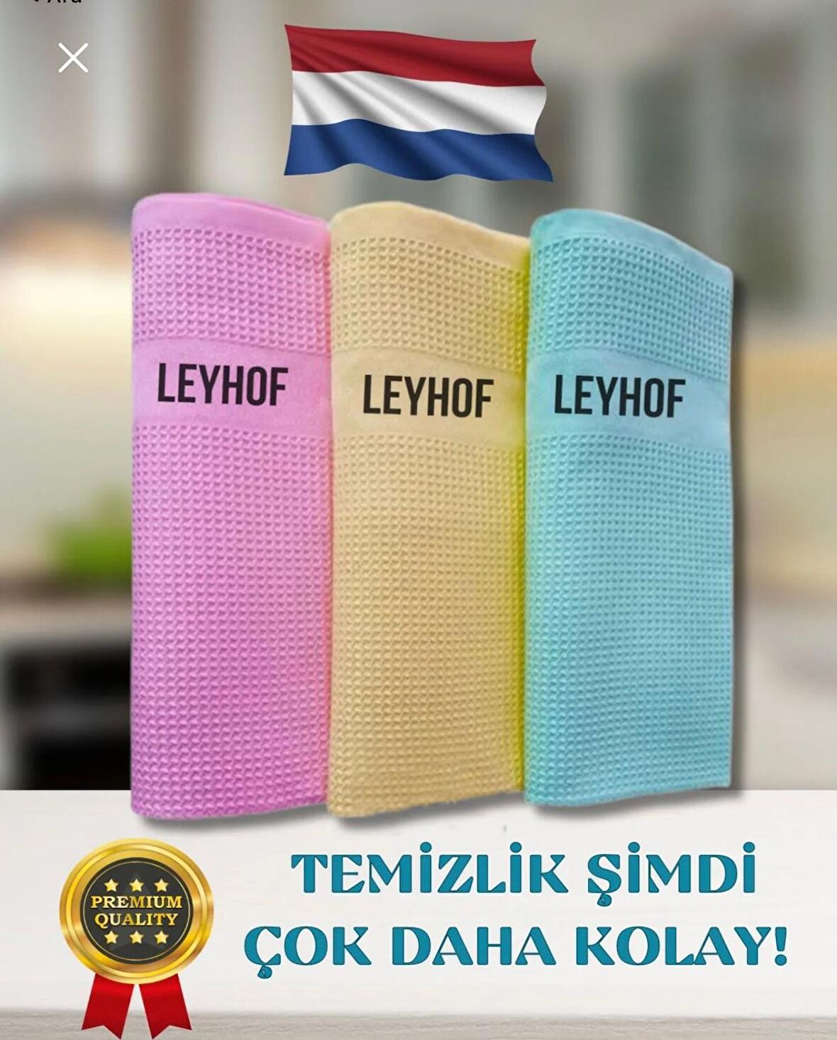 Leyhof 3'lü Mikrofiber Profesyonel Temizlik Bezi (İZ, TÜY BIRAKMAYAN FORMÜL)