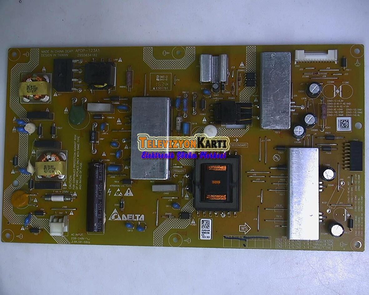 Grundig 43VLE6565 BL Power Board , APDP-123A1 , ZQS910R , 2955034102 , T430HWN01.3