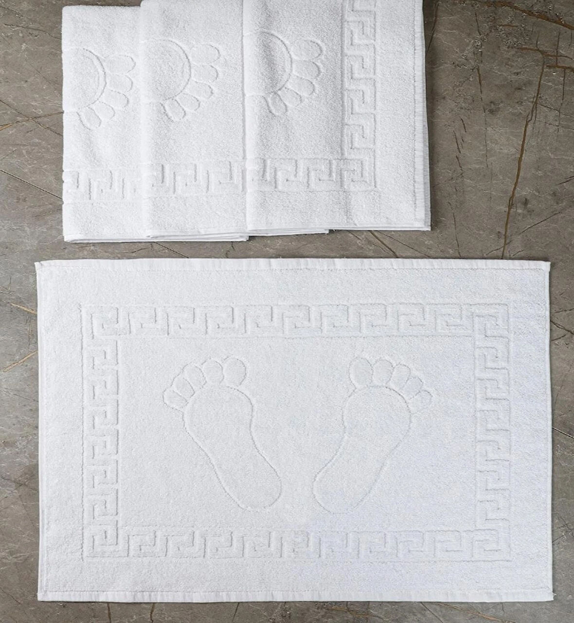 Beyaz Ayak Havlusu 4 Adet, Otel Paspası 250 gram 50x70 Cm. %100 Pamuk