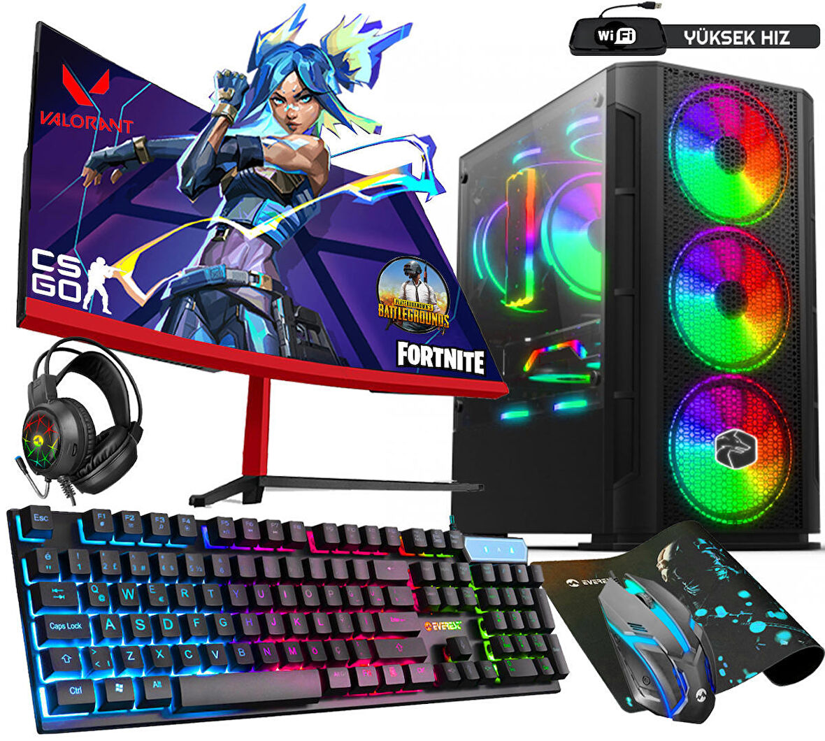 Biggamex DG18 Intel i5 10400F 32 GB DDR4 RAM 256 GB SSD 1 TB HDD AMD Radeon RX 550 FreeDos Masaüstü Bilgisayar 