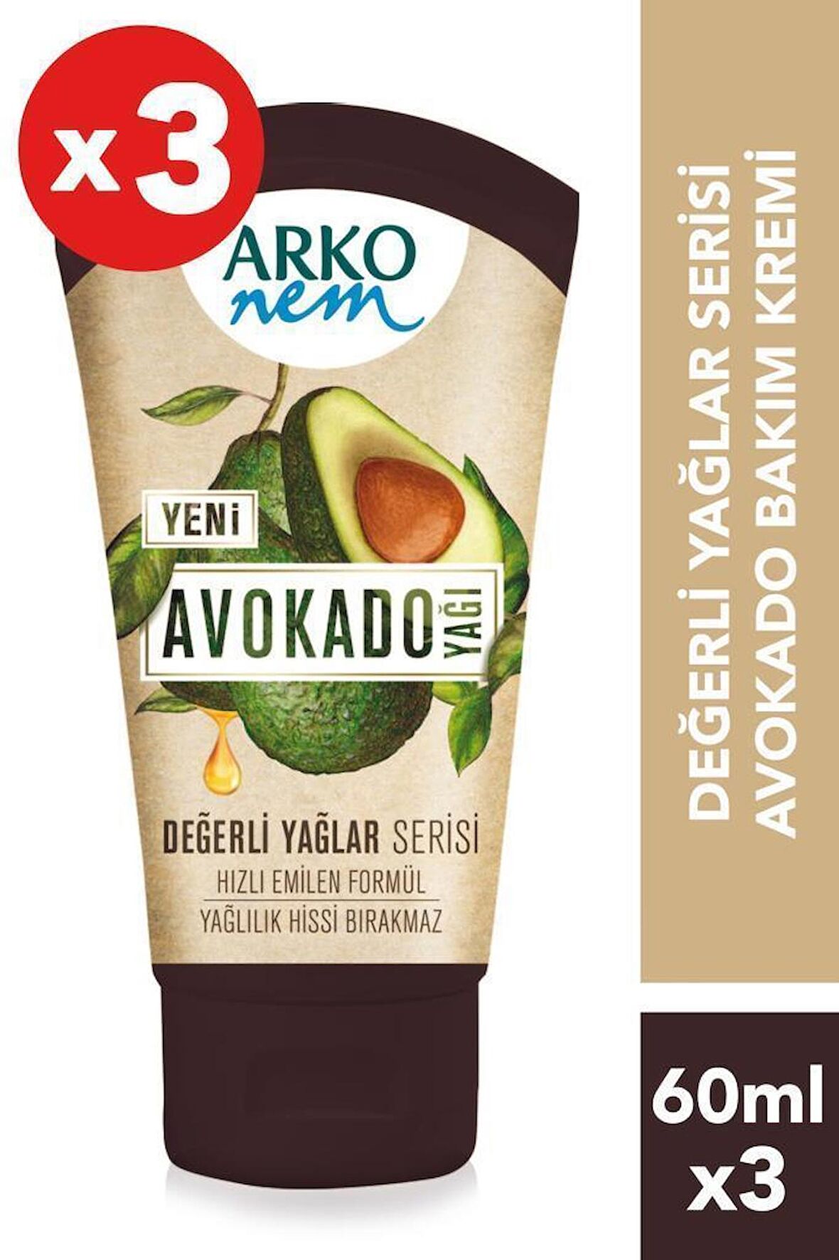 3 Adet Arko Nem Avakado Yağı Krem 60 Ml Değerli Yağlar Serisi