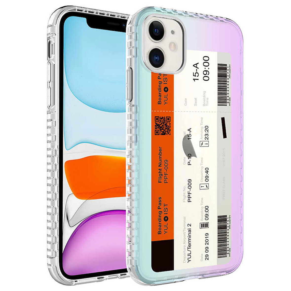 Apple iPhone 12 Kılıf Airbag Kenarlı Renkli Desenli Elegans Silikon