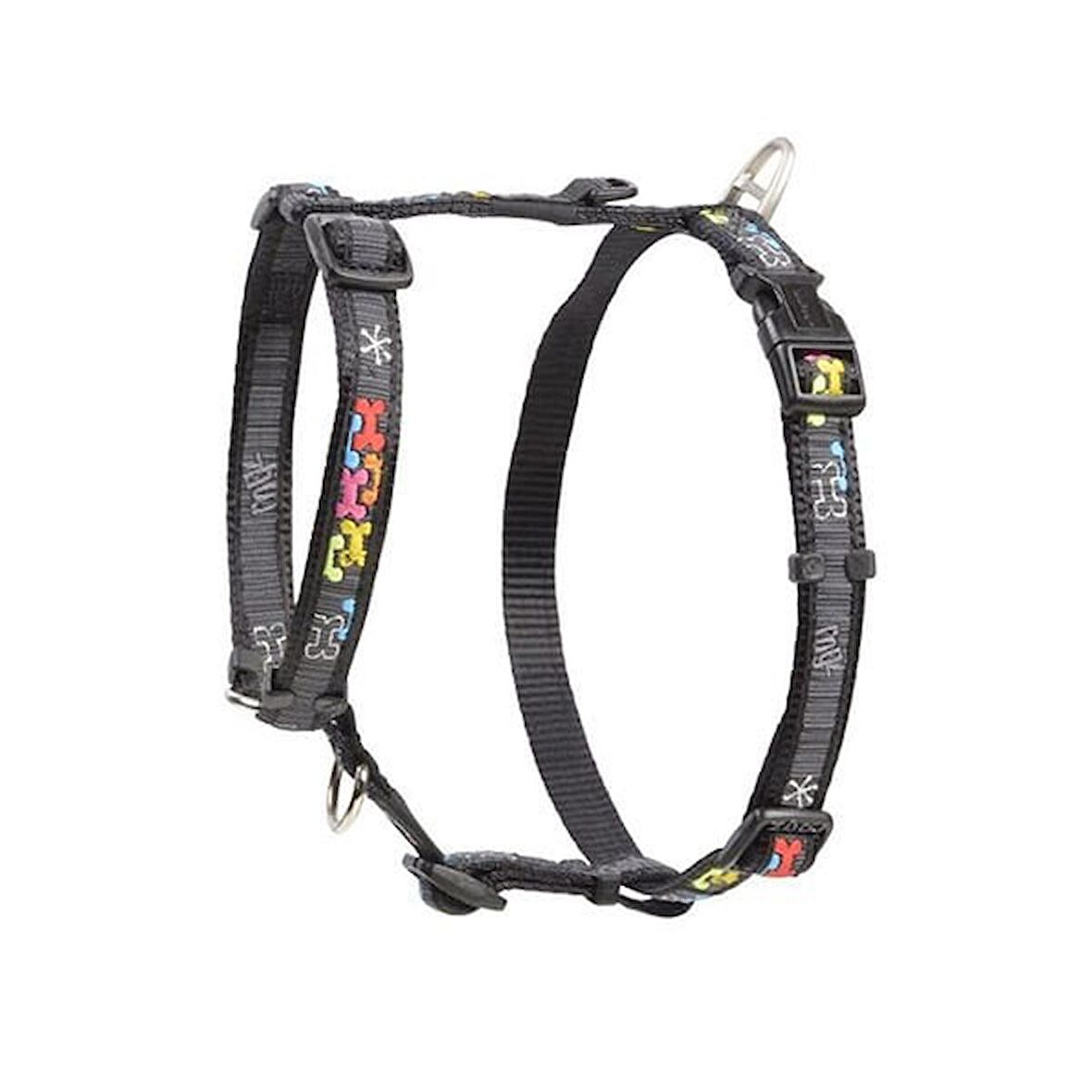 Rogz Fancy Dress Tuig Kemik Desenli Köpek Göğüs Tasması Siyah Xlarge 2.5x60-100 Cm