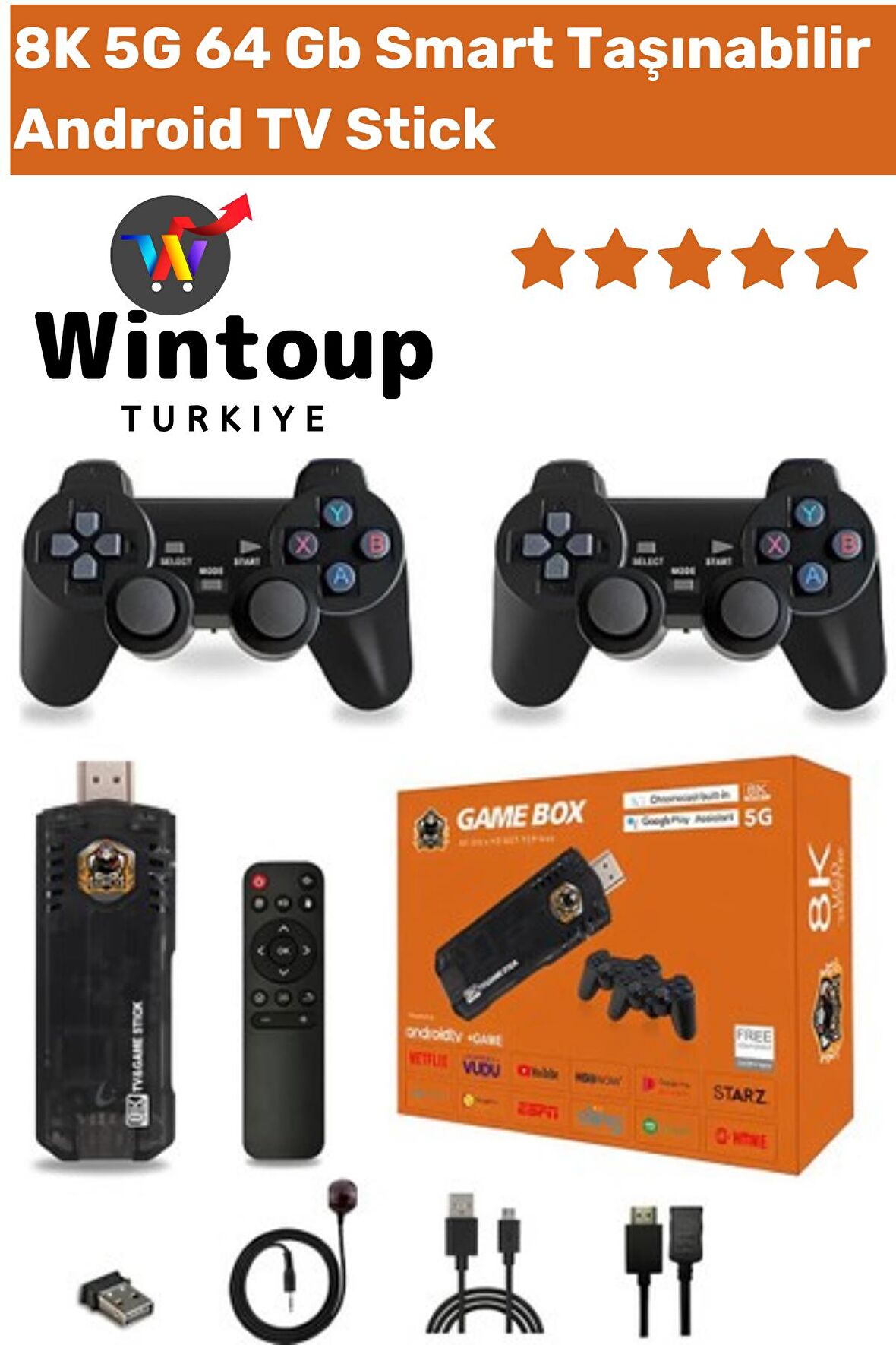 Gamebox 64 Gb Android TV Oyun Konsolu HD