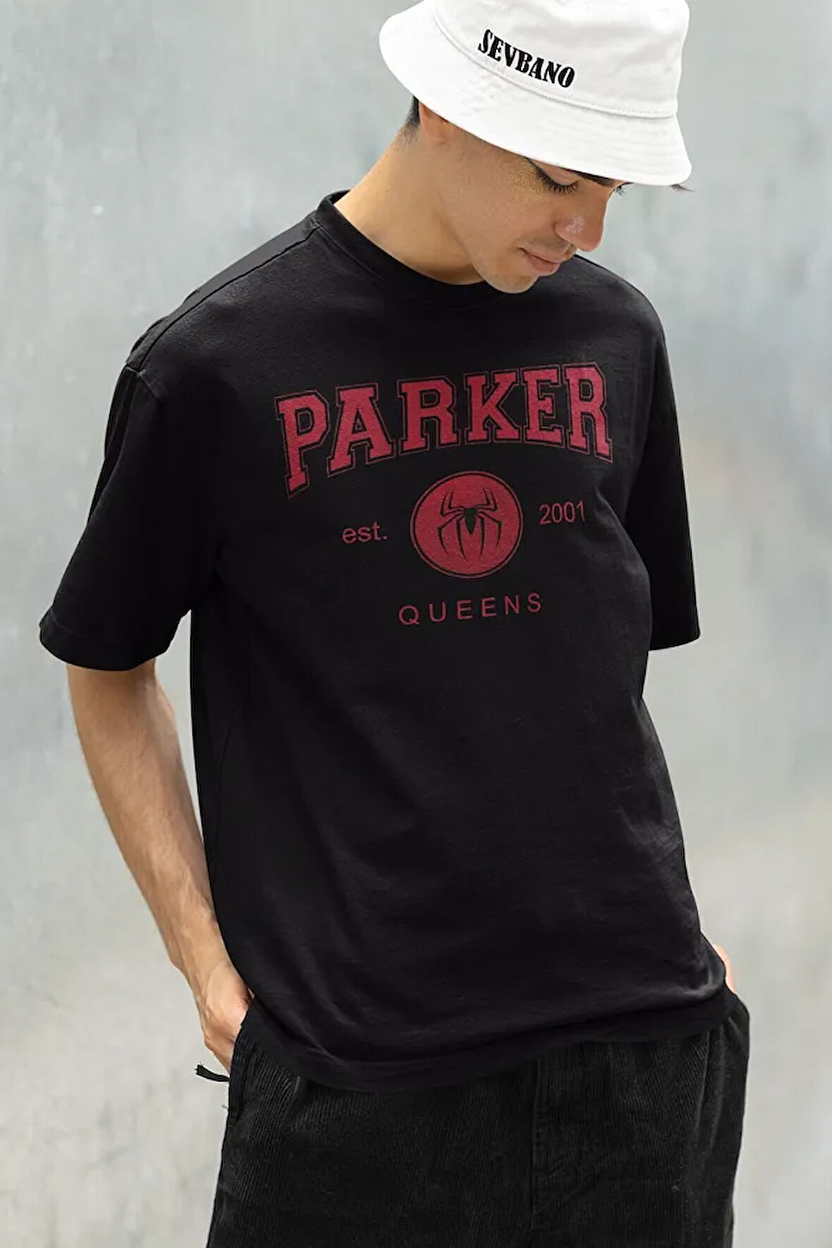 Parker 2001 Queens Yazılı Unisex Oversize Örümcek Adam Tişört