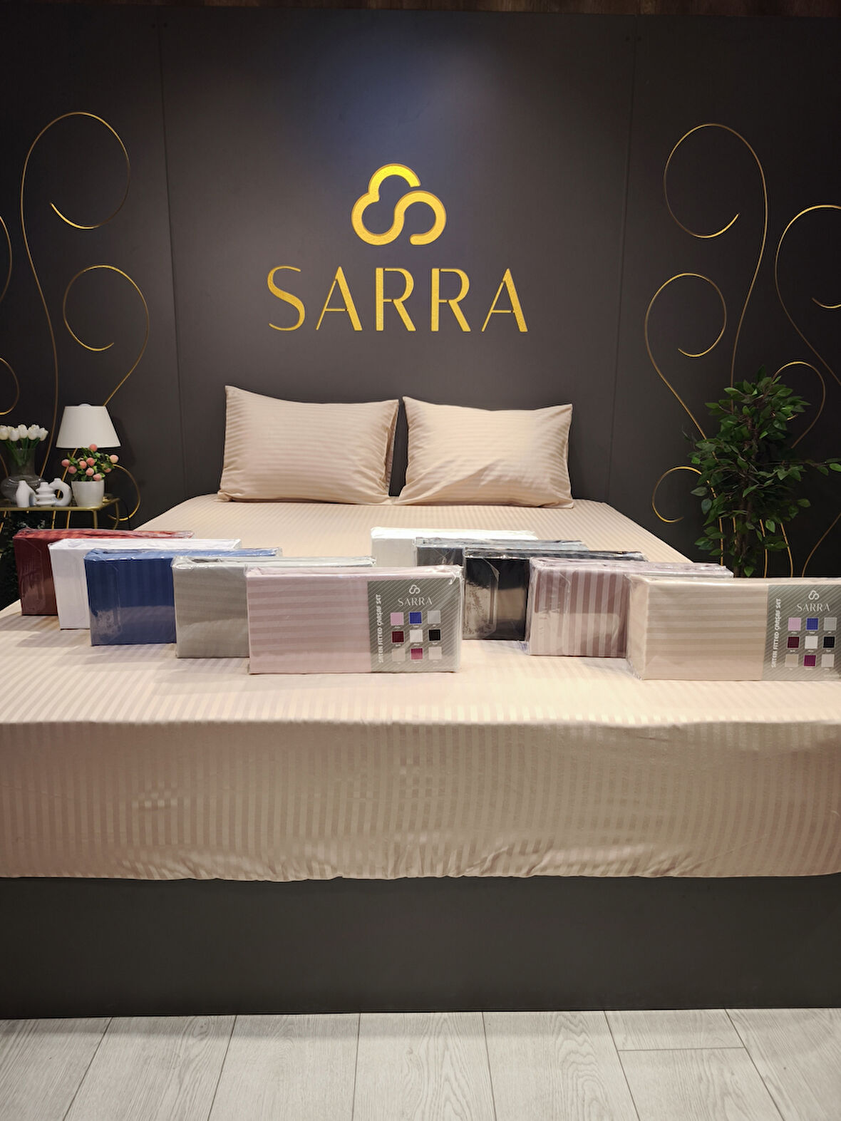 SARRA HOME ÇİZGİLİ SATEN TEK KİŞİLİK LASTİKLİ ÇARŞAF TAKIMI - ANTRASİT