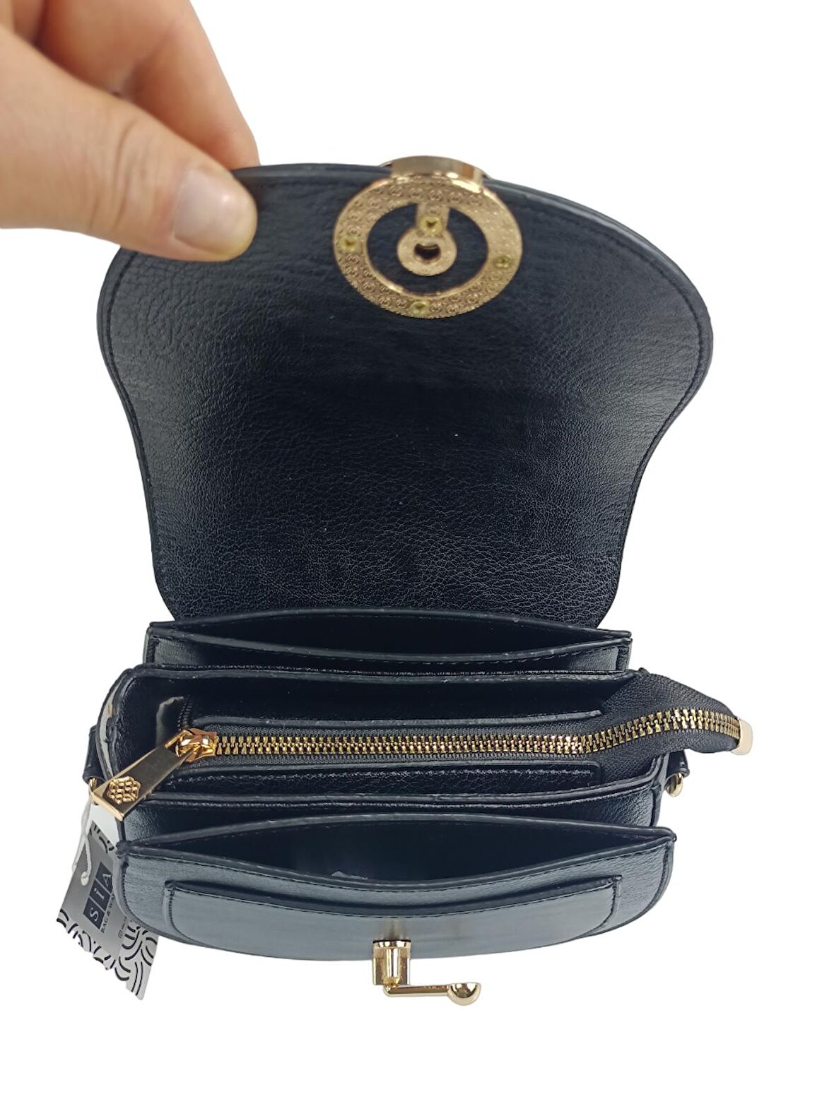 SİA ÇANTA ORJİNAL MOTTO KUTU MODEL ÜÇ GÖZLÜ ÖZEL SARI AKSESUARLI ÇAPRAZ Kadın ÇANTA