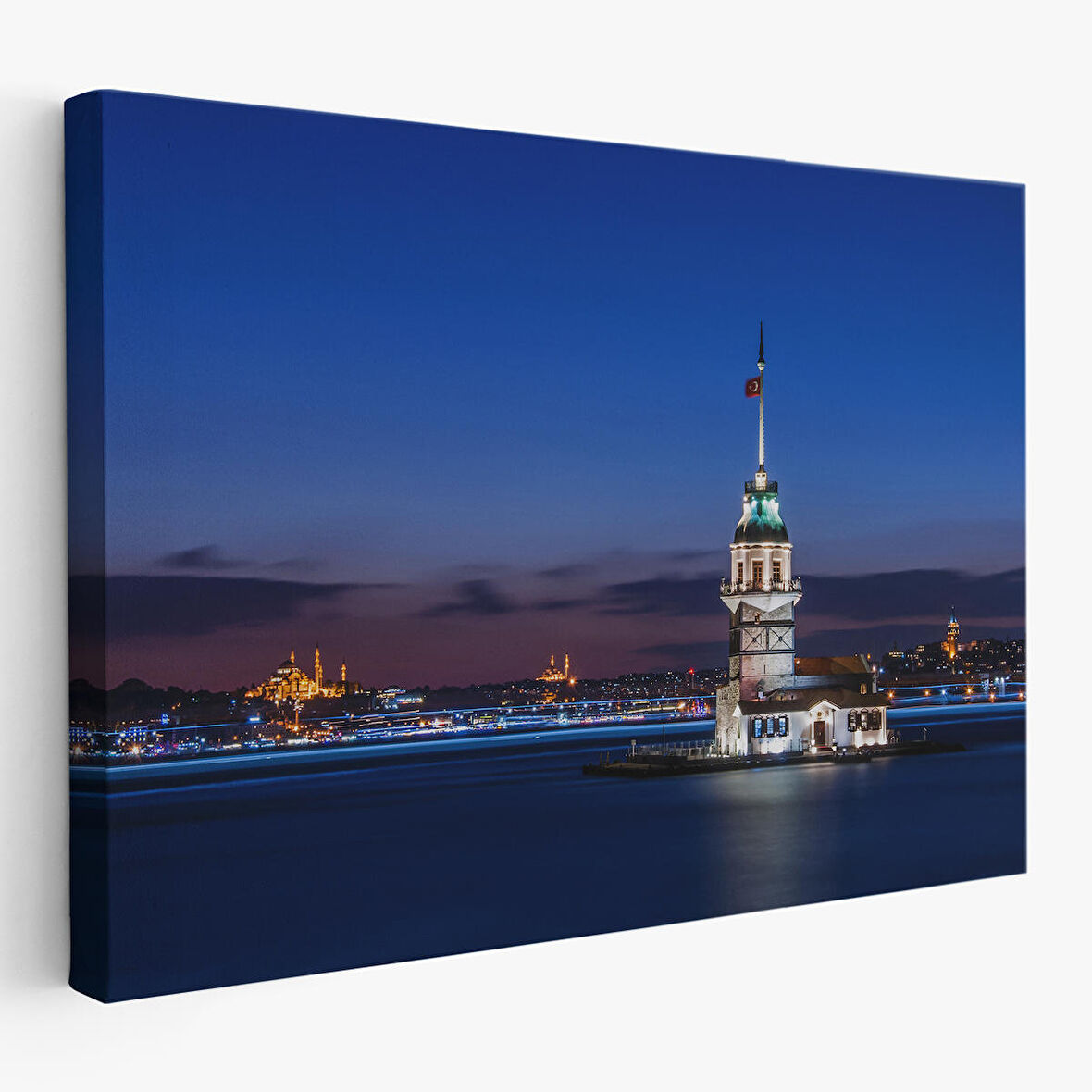 Kız Kulesi Gece Manzarası Dekoratif Kanvas Tablo-6502