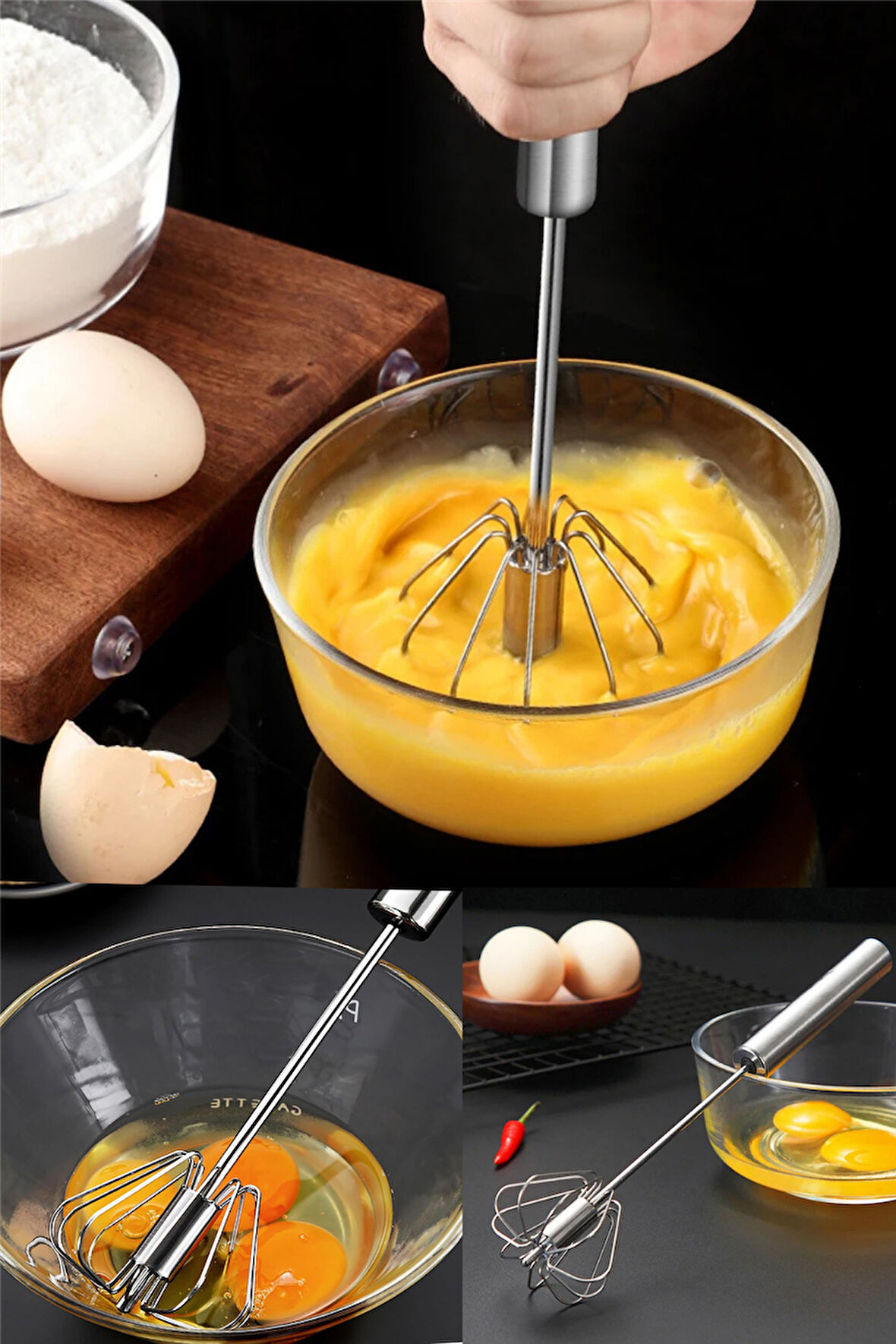 Çelik Çırpıcı Yaylı Bas Çek Mutfak Çırpıcı Yumurta Çırpıcı Pratik Karıştırıcı