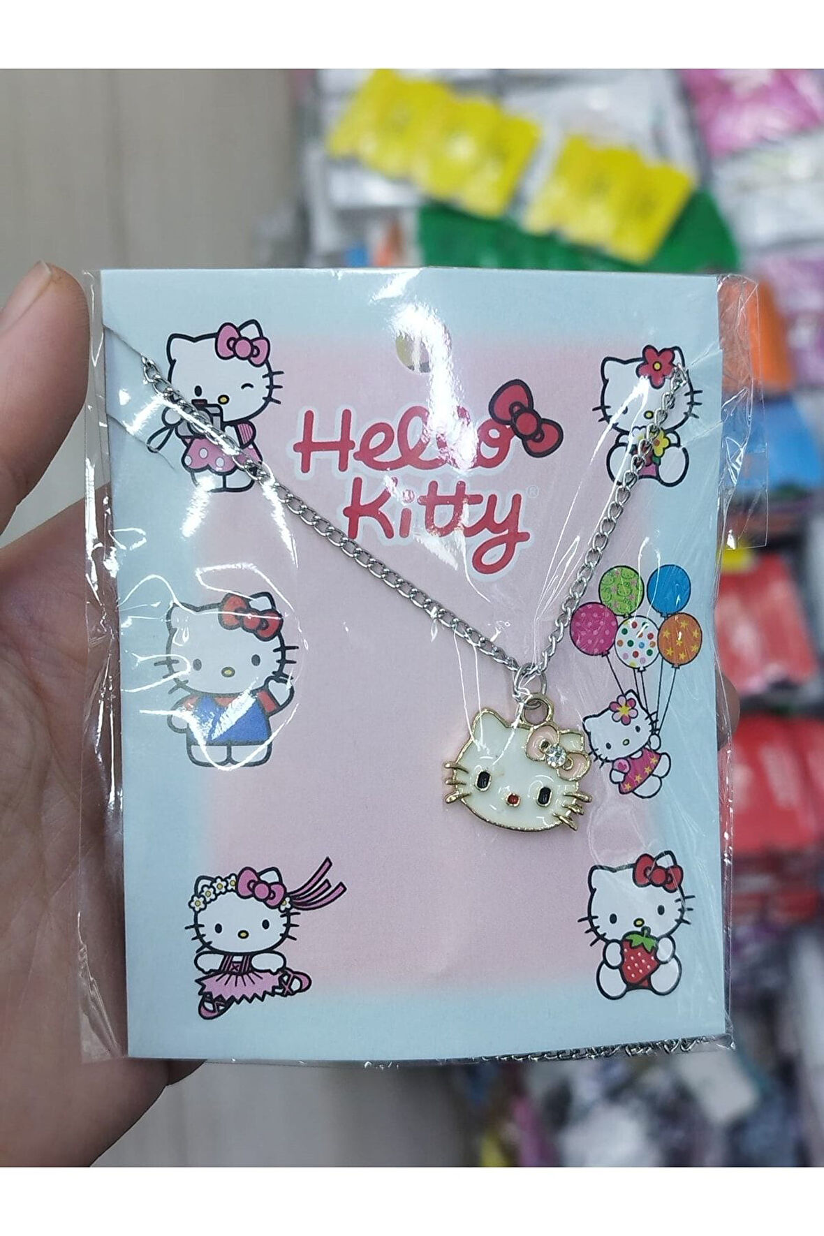 Pembe Tokalı Hello Kitty Face Kolye Hediyelik Akseusar Şık Takı Kadın Moda