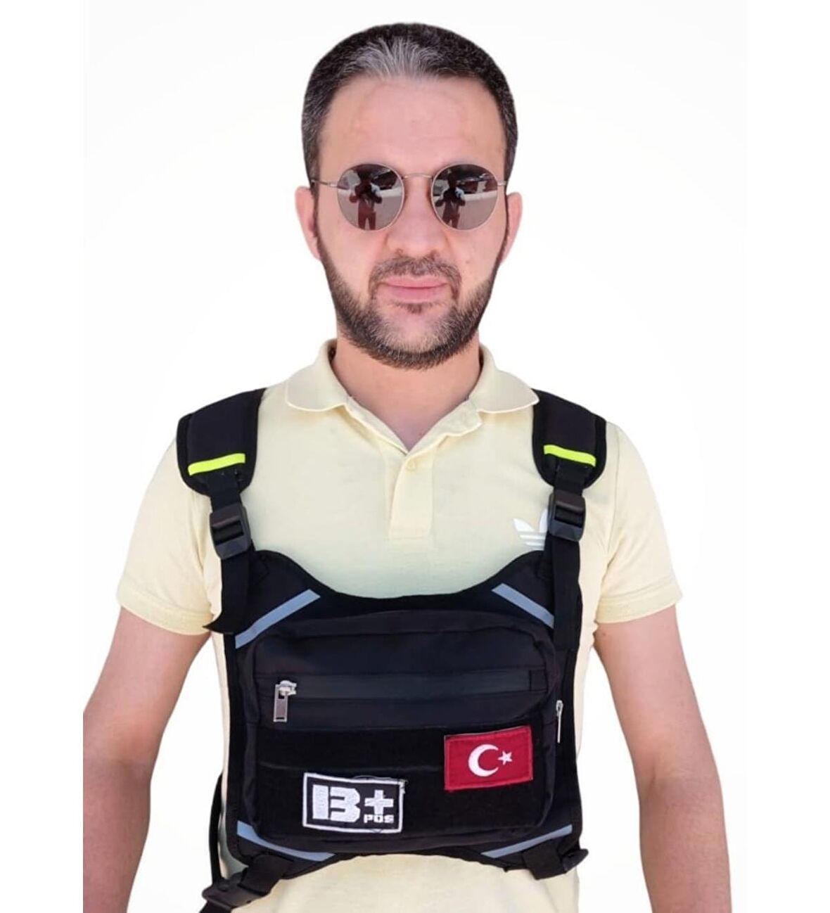 Motorcu Göğüs Çantası Reflektörlü Su Geçirmez Kan Grubu B+